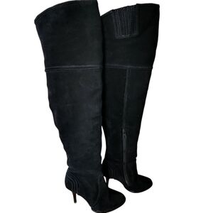 RARE! JUICY COUTURE OVER-THE-KNEE BOOTS WOMEN'S 6 BLACK SUEDE HIGH HEEL